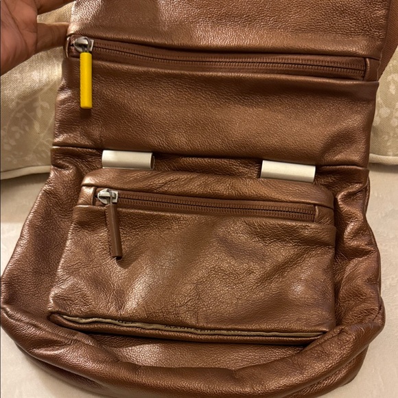 Mandarina Duck Brown Messenger Leather Crossbody Bag - Picture 6 of 16